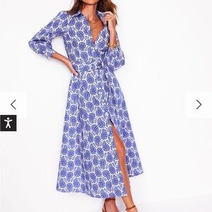 Boden Navy and White Patterned Dress